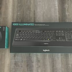 Logitech K800 Wireless Illuminated Keyboard & MX Master 2S Mouse