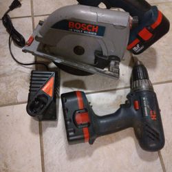 Bosch 18 Volt 6 And 1/2 Inch Circular Saw Hammer Drill Two Brand New Batteries And A Charger