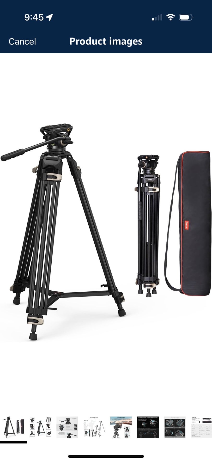 SmallRig AD-01 Video Tripod, 73" Heavy Duty Tripod with 360 Degree Fluid Head and Quick Release Plate for DSLR, Camcorder, Cameras 3751