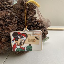 Vintage Disney Mickey Mouse Dad Ornament Christmas Father Porcelain 