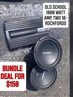 ​Complete Audio Bundle deal: 2 Rockford Fosgate Subwoofers 10 inch  & Sony Xplod Amplifier 1000nwatts 3/4/5Channel.