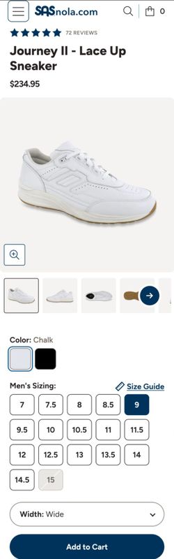 beautiful brand new size 9 wide SAS journey 2 lace up sneaker for men. (hurry before it's gone!)