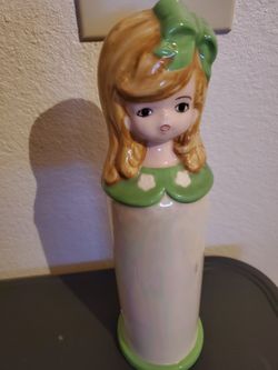 Vintage iridescent porcelain doll bust very rare collectible is numbered