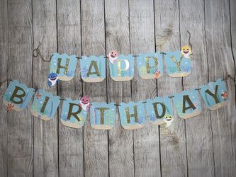 Baby shark birthday banner