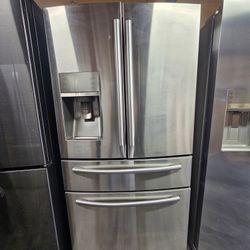 REFRIGERATOR 4 DOOR SAMSUNG STAINLESS STEEL COUNTER DEPTH LIKE NEW 