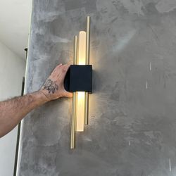 Set of 2 Modern LED Wall Sconces (Gold or Black)