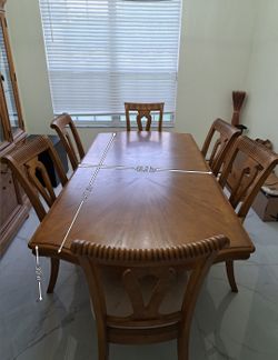 Solid Wood Dining Table Set – 6 Chairs