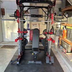 Smith Machine 200 | Adjustable Bench | 245lb Cast Iron Olympic Weights | 7ft Olympic Bar | Fitness | Gym Equipment | FREE DELIVERY/INSTALLATION 🚚 🛠️
