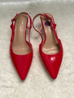 Red Patent Slingback Pointed-Toe Heels