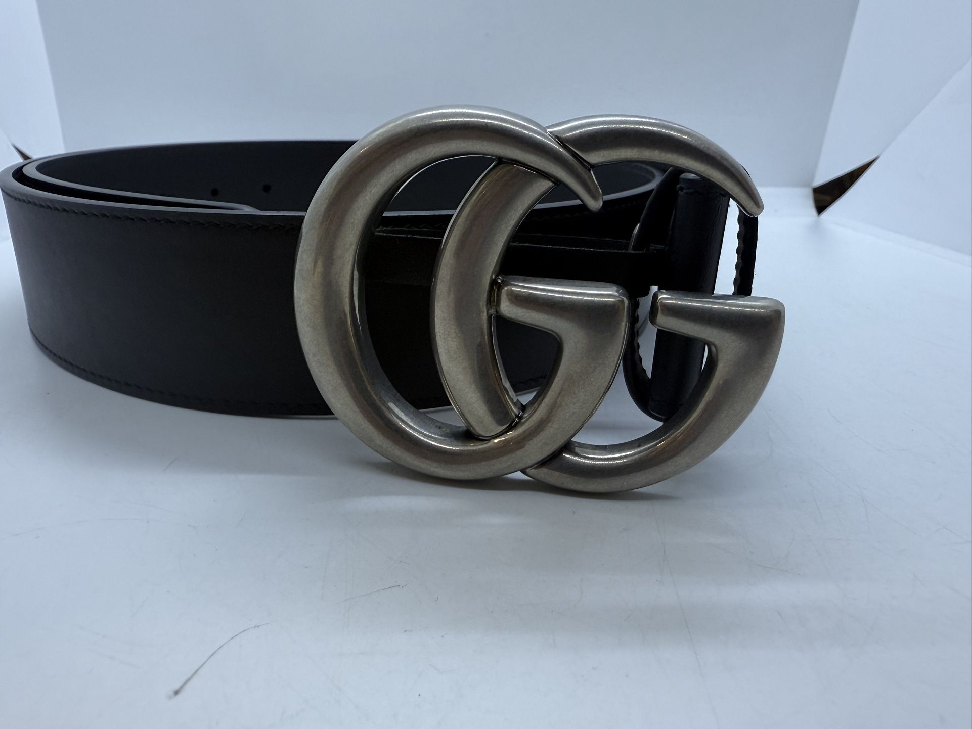 Calfskin Double G Reversible Belt 85 34 Black Cocoa Gucci Textured Dollar Calfskin Double G 40mm Belt 85 34 Dark  main image 2