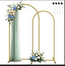 Yayoya Gold Metal Wedding Arch Stand ONLY 2pcs Set 7.2FT & 6FT