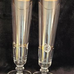 Warsteiner Exclusive Gold Rim Tall Crystal Beer Glasses