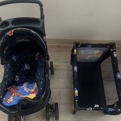WINNIE THE POOH BABY DOLL STROLLER SET FROM THE 2000s