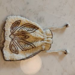 Small Vintage Drawstring Beaded Purse