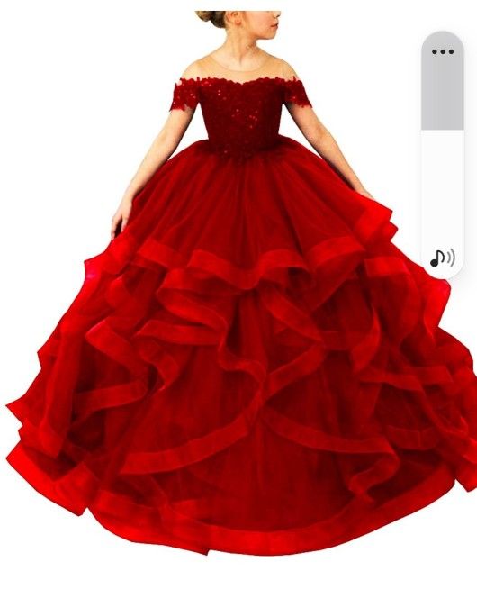 Girl's Lace Applique Sequins Flower Girl Dresses

