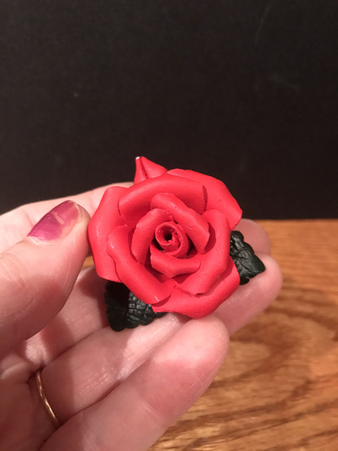 Red rose brooch
