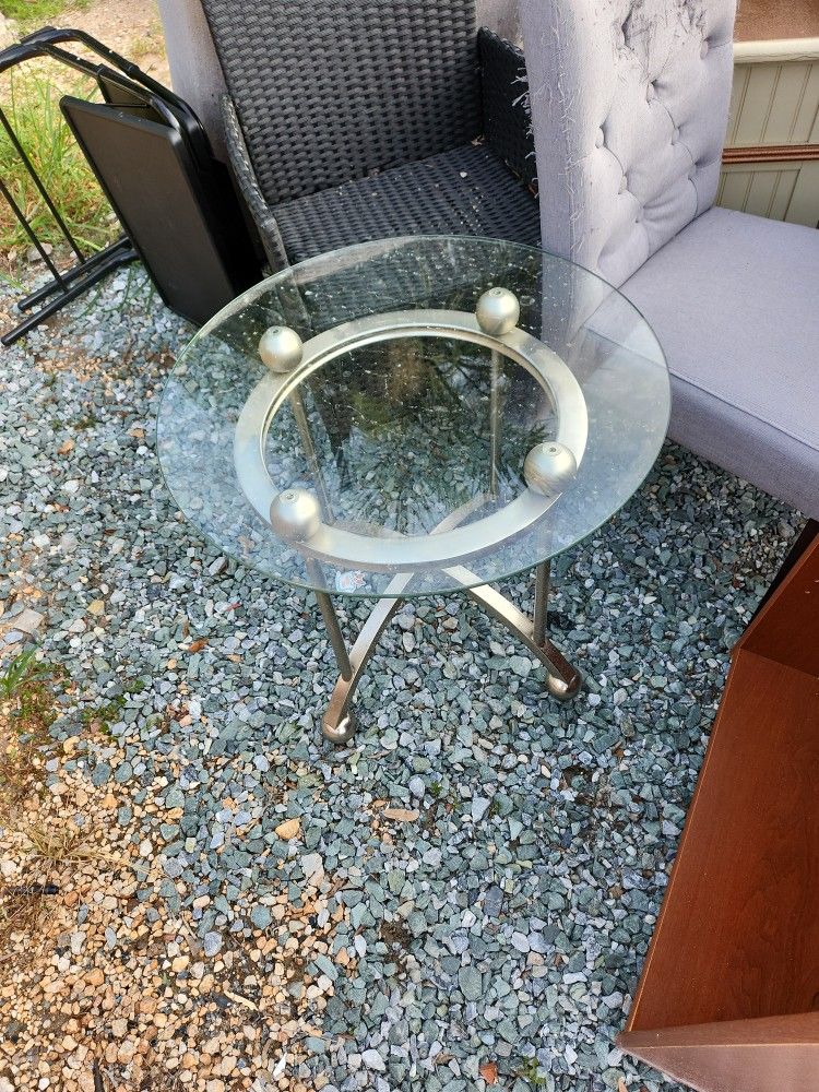 Glass And Metal Side Table