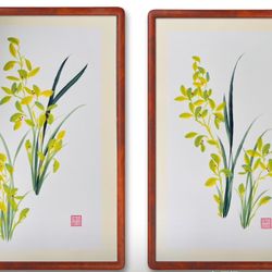 Zen Orchid Ink Art，Calm Minimal Wall Decor