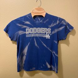 Men’s Large MLB LA Los Angeles Dodgers Blue Upcycled Bleached Tie Dye Shirt