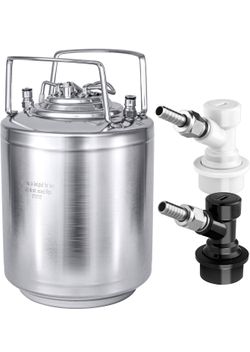 TMCRAFT 2.6 Gallon Mini Ball Lock Keg, Stainless Steel Double Ball Lock Post Corny Keg with Quick Disconnect Set for Home-brewing(10L)