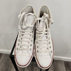 Converse Chuck Taylor All Star High White Leather Size 7 Preowned