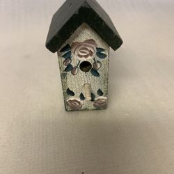 Vintage Tree Ornament hand Painted Wood Hanging Birdhouse 