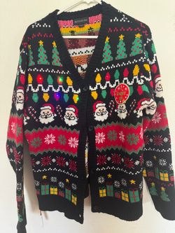 Blizzard Bay Light-Up Christmas Cardigan Sweater Size L