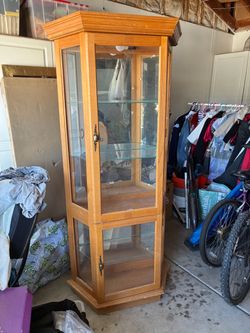 Wood and Glass Curio Display Cabinet