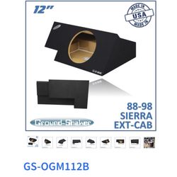 Black 12" Single Sealed Sub Box, Fits 88-98 Gmc Sierra Ext-Cab