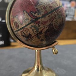 Old Decorative mini globe Earth Ancient world Brass MOD. DEP. Vintage Retro Office Decor Planet
