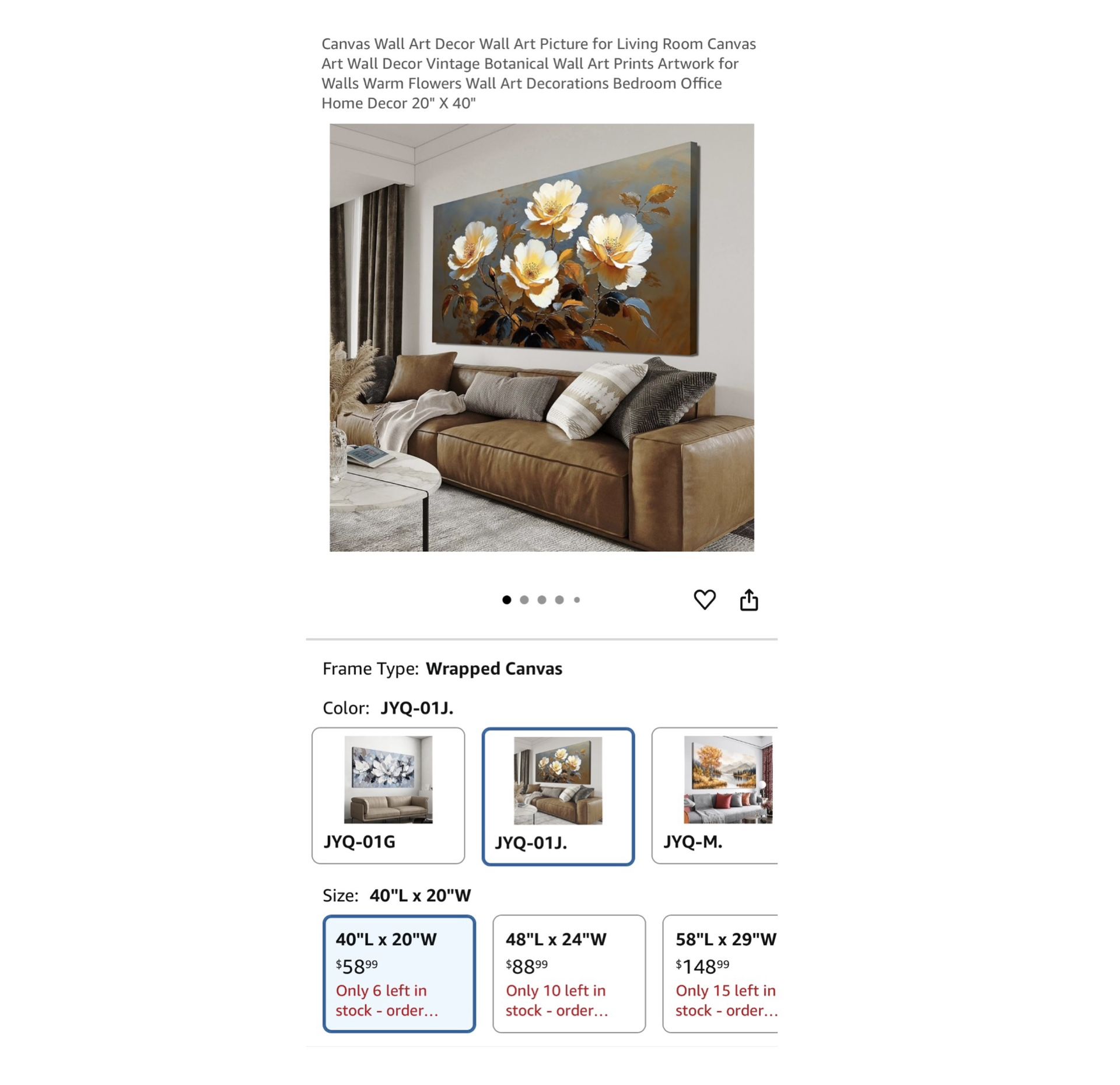 Brand new 20”x40” Canvas Wall Art Decor Wall Art Picture for Living Room Canvas Art Wall Decor Vintage Botanical Wall Art Prints Artwork for Walls War