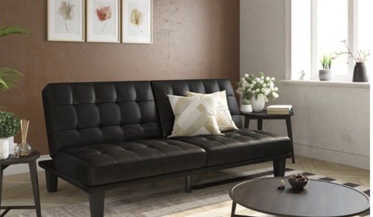 Futon & Lounger Black Faux Leather