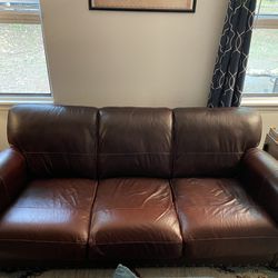 Chocolate brown leather Sofa