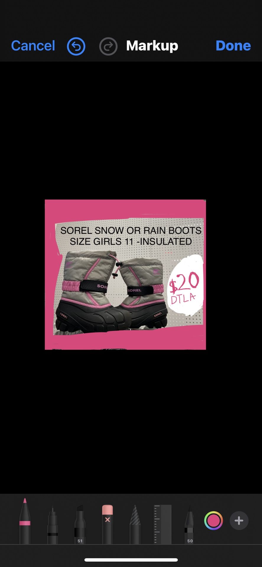 SOREL SNOW BOOTS CAN BE USED FOR RAIN / Super Cute GIRLS SIZE 11- Pick Up Downtown La Little Tokyo 20$ 