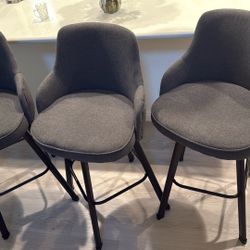 Gray Upholstered Swivel Counter Height, Stools