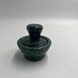 Solid Natural Green Marble Footed Mortar & Pestle Spice and Herb Grinder