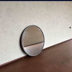 One Round Grey Gray Wall Mirror 29-3/4