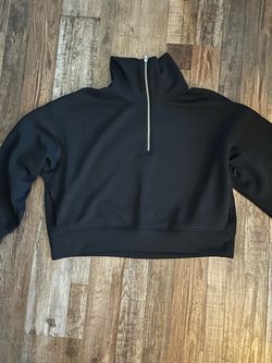 Old navy Black Cropped Quarter-Zip Pullover Sweatshirt size XL
