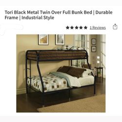 Sturdy Metal Bunk Bed with Twin & Full Mattresses - Like New!