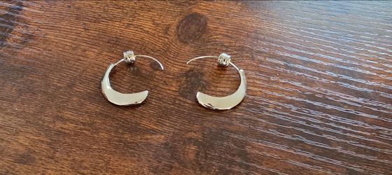 Silver Crescent Hoop Earrings