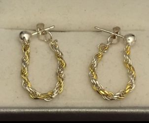 Sterling Silver 2-Tone Rope Earrings