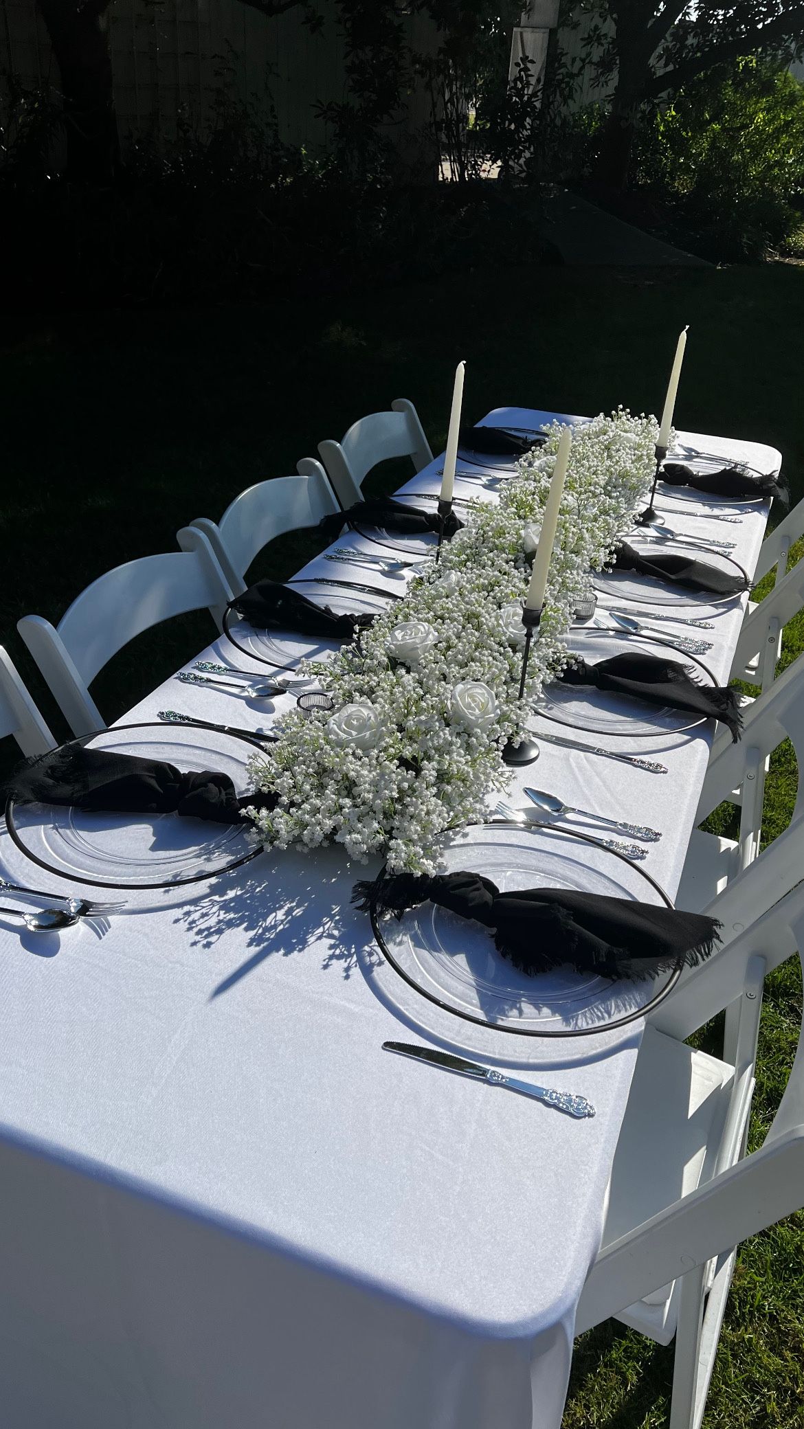 4 Faux Flower Garlands - Faux Babies Breathe & White Roses