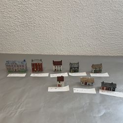  A Collection Of 8 Vintage Hand Painted Porcelain Houses  From Ireland , They Have Marking , The Sizes Are  About 3” And 1” Like new condition,  it is