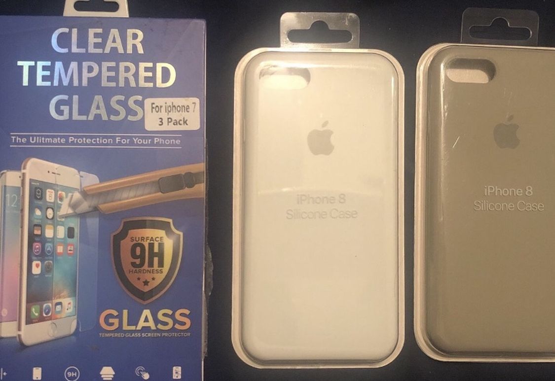 Apple 7 8 OEM Case with 3-Pack Tempered Glass Screen Protectors