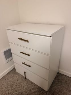 White 4-Drawer Dresser with Gold Handles — $75 OBO