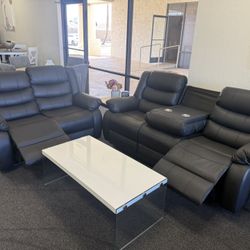 Black Leather Reclining Sofa And Loveseat