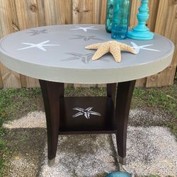 Round Side Or Coffee Table Grey Starfish 