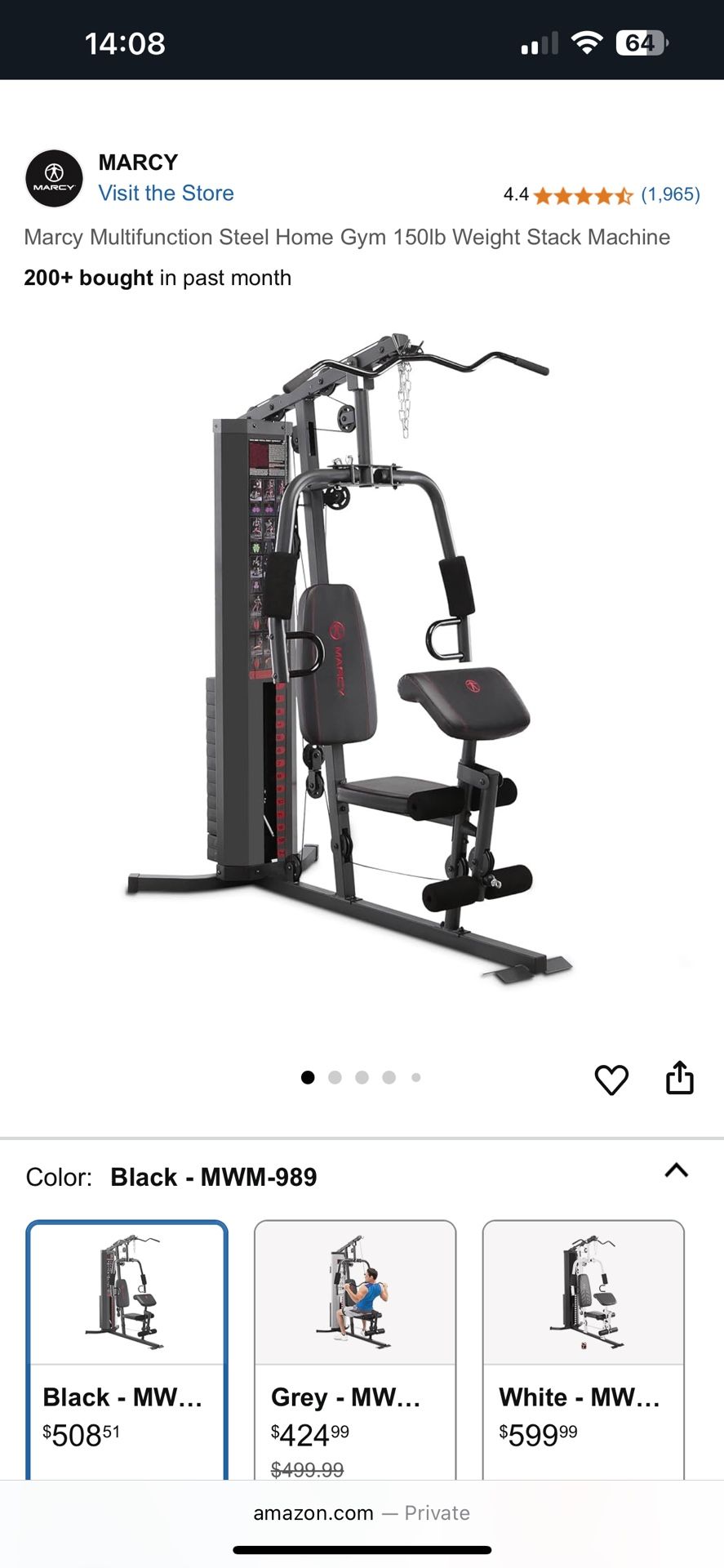 Marcy Multifunction Steel Home Gym 150lb Weight Stack Machine