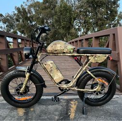 52V/2000/3000 Watt Dual Motor AWD Electric Scrambler Moped Style E-Bike, 38mph, Hydraulic Brakes, Full Suspension
