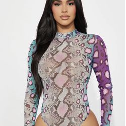 Snake Print Bodysuit Top 